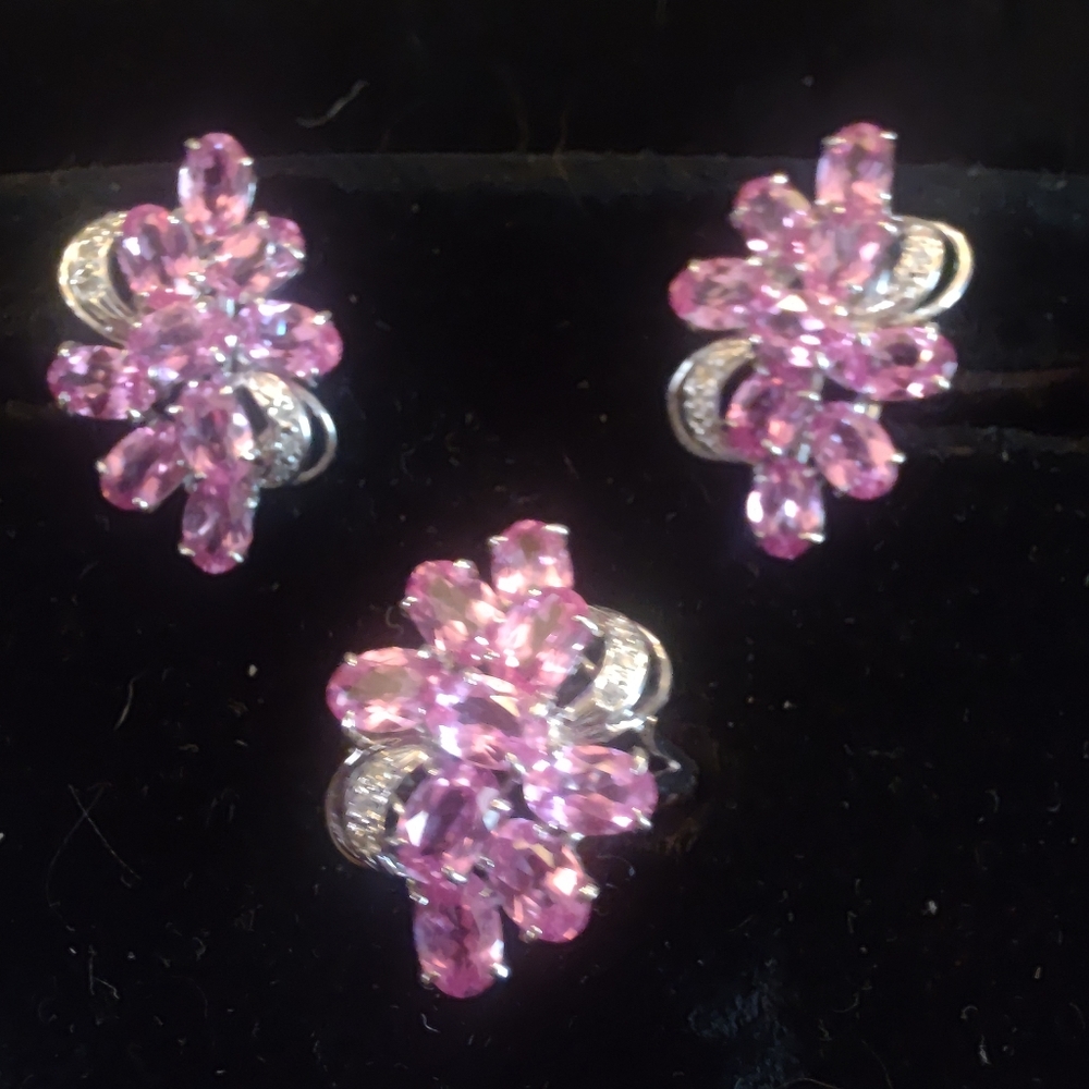 14k Mid Century Ring with matching earrings